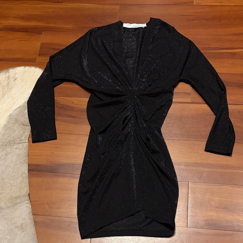 IRO Shimmering Black Long Sleeve Dress Sz 38